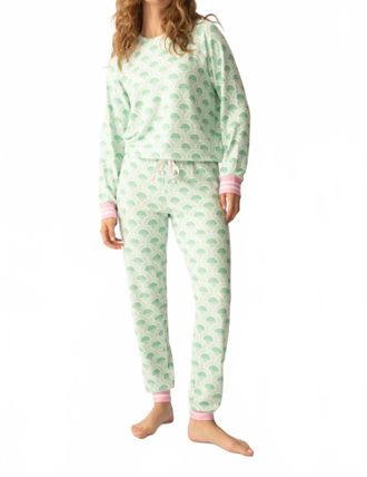 PJ Salvage Peachy Party Band Pant In Spring Green