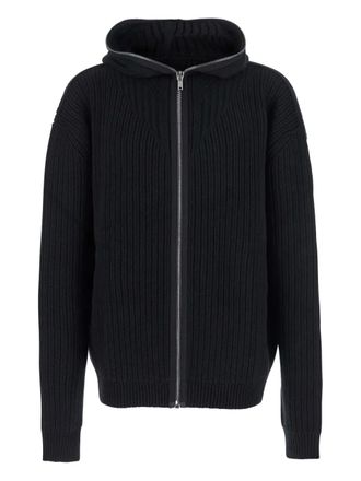 Rick Owens Geribbelde hoodie met rits - Zwart