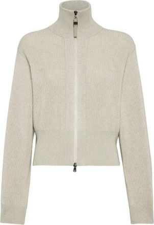 Brunello Cucinelli Maglione a coste con zip - Toni neutri