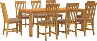 vidaXL Conjunto De Comedor 9 Uds. Gris Madera De Roble S&oacute;lido Vidaxl