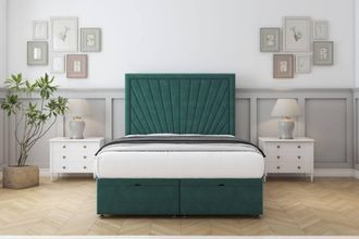 Comfort Beds Kensington Plush Ottoman Bed Set With 26 Strutted Headboard in Emerald | Size: Small Single