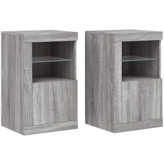 vidaXL Side Cabinets with led Lights 2 pcs Grey Sonoma Engineered Wood Vidaxl