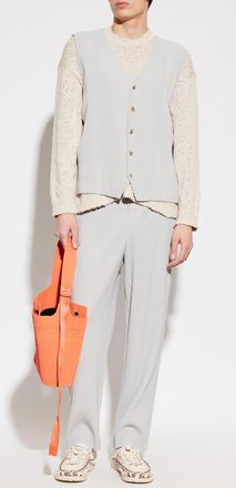 Homme Pliss&eacute; Issey Miyake Pleated Vest, Mens, Grey