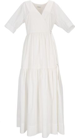 P.A.R.O.S.H. Wrap Style Tiered Belted Midi Dress