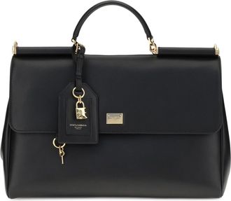 Dolce & Gabbana Womens My Sicily Calfskin Handbag Black (bos Taurus) Shoulder Bags