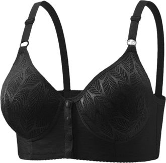 Generic Womens Front Closing Bras Adjustable Thin Straps Push Up Full Coverage Daily Everyday Ladies T Shirt Braletts Wirefree Comfortable Floral Printed No-W