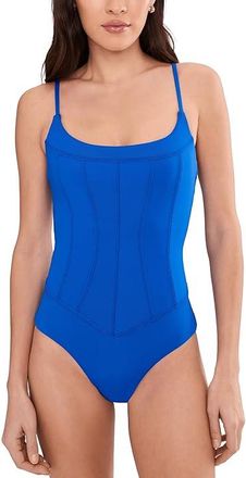 BECCA by Rebecca Virtue Color Code Madilynn Corset Inspired One-Piece Womens Swimsuits One Piece Lapis : MD, Nylon/Spandex
