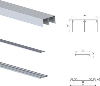 Emuca Kit di ferramenta per armadio a 2 ante e chiusura ammortizzata Placard 90, profilo Vall, spessore 19 mm, pannelli non inclusi, anodizzato opaco