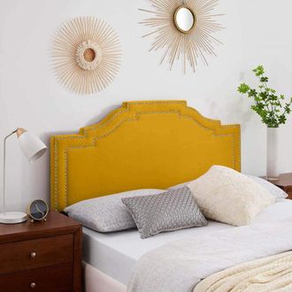 Casa Enrico Mustard Plush Super King 26 inch Strutted Headboard