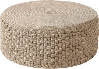 Beliani Outdoor Woven Pouffe Beige MITHI