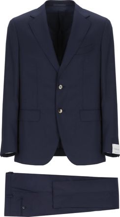 Caruso Blue Peak Lapel Wool Suit