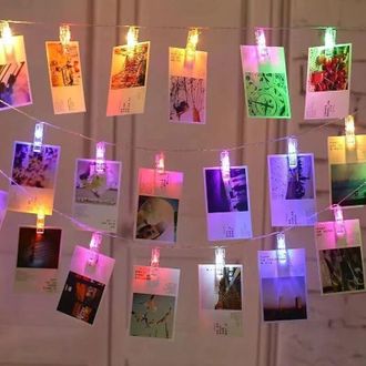 OEM Guirnalda De Luces Con Fotos, 10 M, 80 Led, Con 800 Clips, Funciona Con Pilas, Decoraci&oacute;n De Colores Para Colgar Fotos, Fiestas, Bodas Y Navidad [clas