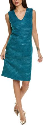St. John Boucle Window Pane Wool-Blend Sheath Dress