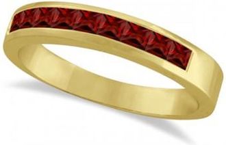 Allurez Princess-Cut Channel-Set Stackable Garnet Ring 14k Yellow Gold (1.00ct)