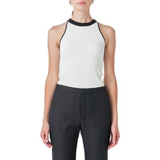endless rose Contrast Detail Sleeveless Top in White/Black at Nordstrom Rack, Size X-Small