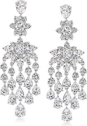Ross-Simons Rhodium-Plated Chandelier Earrings With Czs