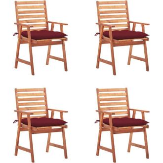 vidaXL Vidaxl - Sillas Comedor De Jard&iacute;n Y Cojines 4 Uds Madera Maciza Acacia