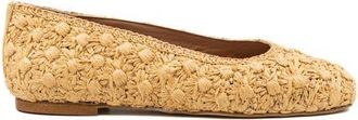 Andrea Gomez Dalia Flower Raffia Ballerina in Neutral at Nordstrom, Size 37.5
