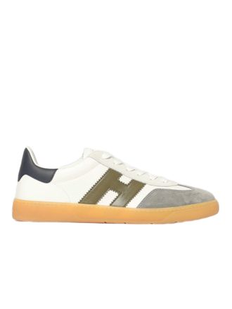 Hogan Low-Top White Leather Sneakers With Suede Overlays