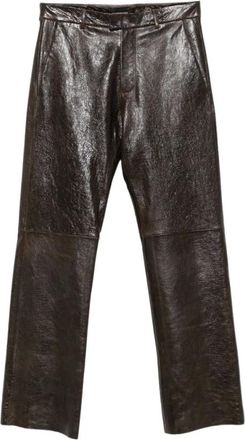 Emporio Armani Leather Broeken - Heren - Broeken - Bruin - Maat: XL Leer