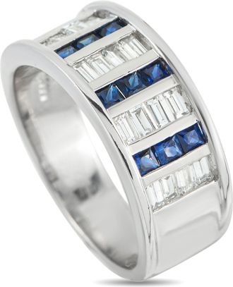 Luxury Bazaar Platinum 0.50ct Diamond and Sapphire Ring MF17-110425
