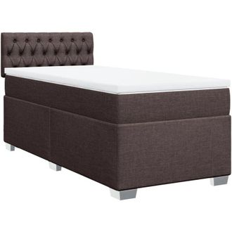 vidaXL Cama Box Spring Con Colch&oacute;n Tela Marr&oacute;n Oscuro 90x190 Cm Vidaxl