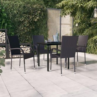 vidaXL Juego De Comedor De Jard&iacute;n 5 Piezas Negro Vidaxl