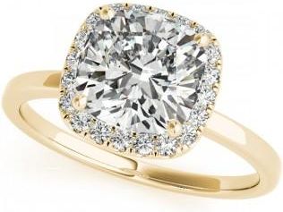 Allurez Cushion Solitaire Diamond Halo Engagement Ring 14k Yellow Gold (1.00ct)