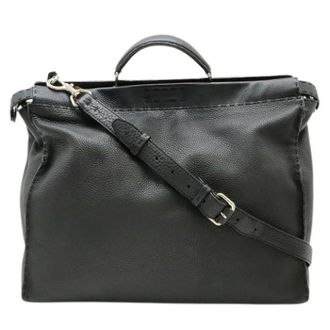 Fendi Pre-owned Leren Handtas - Dames - Pre-owned - Zwart - Maat: ONE Size Leer