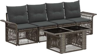 vidaXL Conjunto De Sof&aacute;s De Jard&iacute;n 5 Uds. Gris Y Gris Oscuro Vidaxl