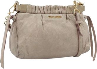 Miu Miu Pre-owned Shoulder Bag - Dames - Vintage Schoudertas - Beige - ONE Size - Leer - Vintage