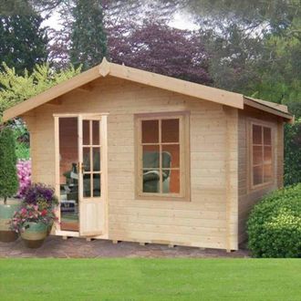 Shires Bucknells 28 mm Log Cabin 12 x 10 Feet in Brown