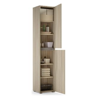 Dmora Armario Multiusos Con 2 Puertas Betulla, Zapatero Con Estantes Regulables, Zapatero Con 2 Puertas, 100% Made In Italy, 45x37h195 Cm, Olmo, Con Embalaj
