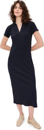 Vince Polo Dress Womens Coastal Ribbed Cotton V-Neck Short Sleeve GBO3805