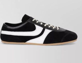 Dries Van Noten stripe detail leather trim suede sneakers