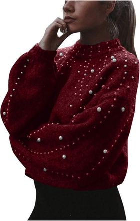 Generic Womens Cable Knit Jumpers, WomenS Jumpers - Casual Stand-Up Collar Knitwear Fashion Knitted Sweatshirt Loose Versatile Long Sleeve Sweater Autumn Eleg