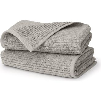 Boll & Branch Set of 2 Ribbed Organic Cotton Hand Towels in Pewter at Nordstrom