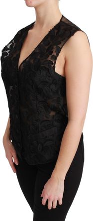 Dolce & Gabbana Floral Brocade Vest - Black