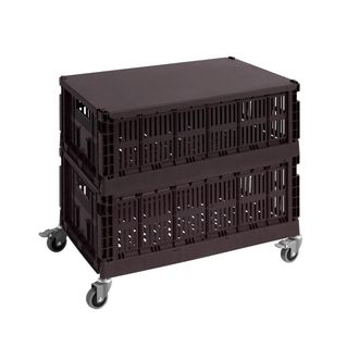 HAY Colour Crate Beistelltisch auf Rollen, large, bordeaux, recycled