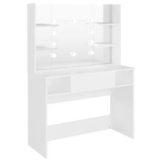 Berkfield Home Makeup Table with LED Lights 100x40x135 cm MDF White | Size: 100 x 40 x 135 cm