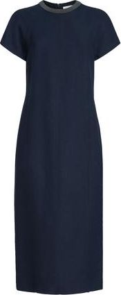 Brunello Cucinelli Twill dress with monili in Blue at Nordstrom, Size Xx-Small Eu