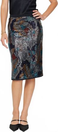 Current Air Abstract Pull-On Midi Skirt In Metallic
