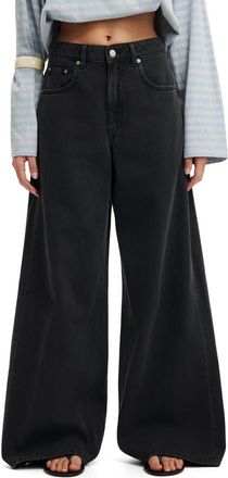Cotton On High Waist Wide Leg Jeans in Leo Black at Nordstrom, Size 12