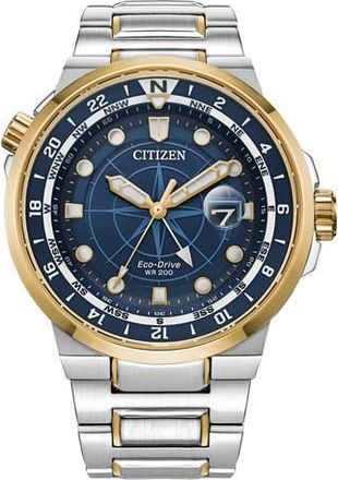 Citizen Two-Tone Eco-Drive Bracelet Watch, 44mm x 13mm in Silver at Nordstrom Rack
