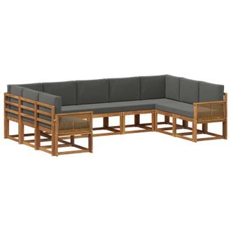 vidaXL Conjunto De Sof&aacute;s De Exterior 9 Pcs Natural Y Antracita Vidaxl