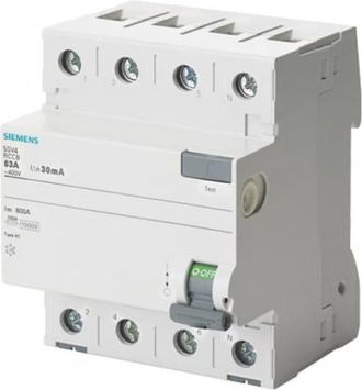 OEM Interruptor Diferencial De 4 Polos, 40 A, 100 Ma, Tipo Ac 5sv4444-0