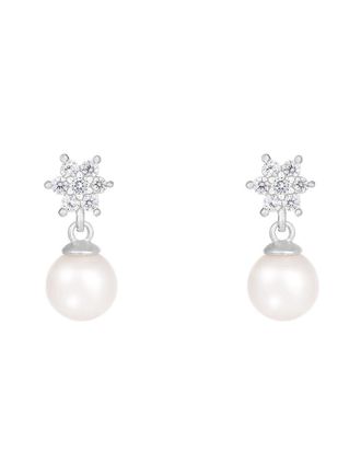 Splendid Pearls 14K 0.28 ct. tw. Diamond & 7-7.5mm Pearl Earrings