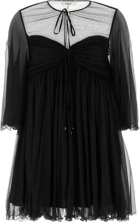 Chlo&eacute; Silk Mini Dress - Dames - Korte kleedjes - Zwart - XS - Kleedjes