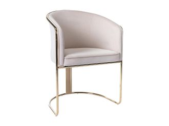 Pascal Morabito Silla con brazos de terciopelo y metal - Beige y dorado - JOSETHE de Pascal MORABITO