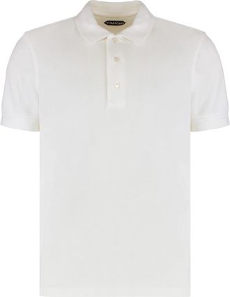 Tom Ford Piqu&eacute; Polo Shirt met Ribboorden - Heren - Polos - Wit - XL - Katoen - Tops
